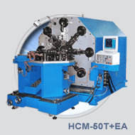 HCM-50T spring former with 2nd hook station for extension spring forming.